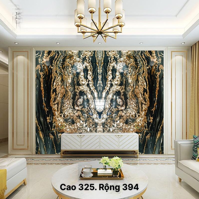 Tranh Đá Granite Màu Đen Vân Vàng Ốp Tường 