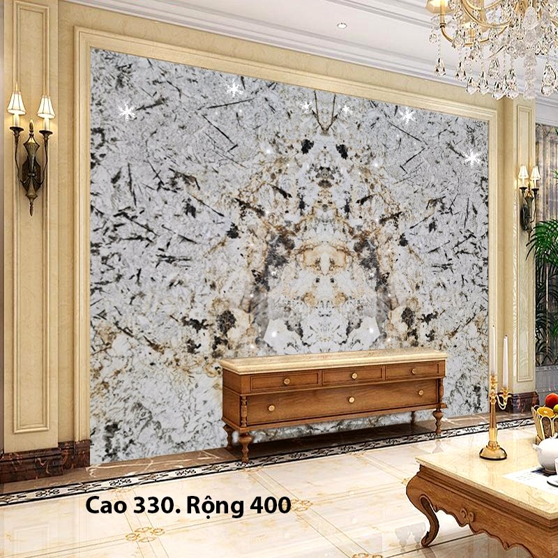 Mẫu Tranh Đá Granite Đối Xứng Màu Trắng Ốp Tường 