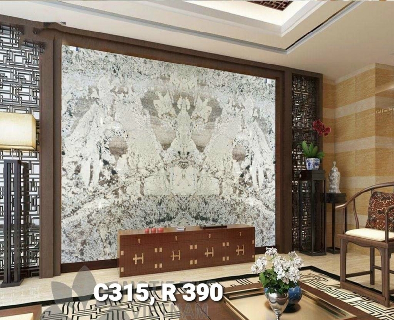 Tranh Đá Granite White Ốp Tường Phòng Khách 