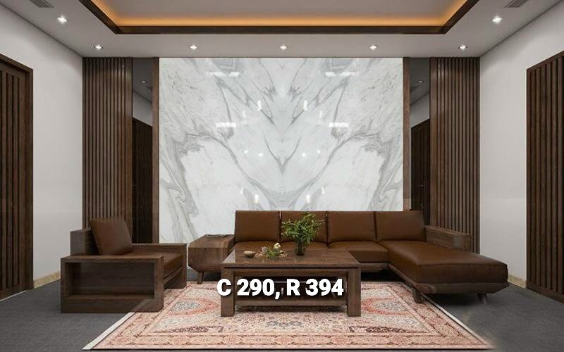 Trang Trí Phòng Khách Với Tranh Đá Marble Màu Trắng 