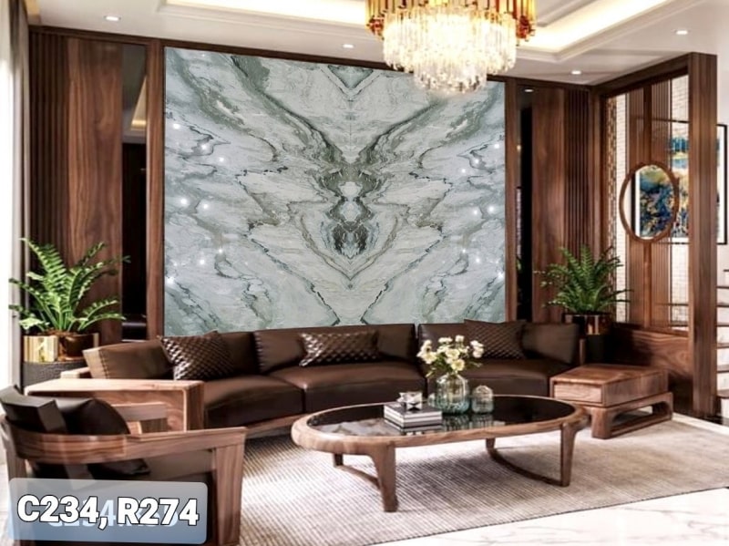 Tranh Đá Marble Ốp Vách Phòng Khách 