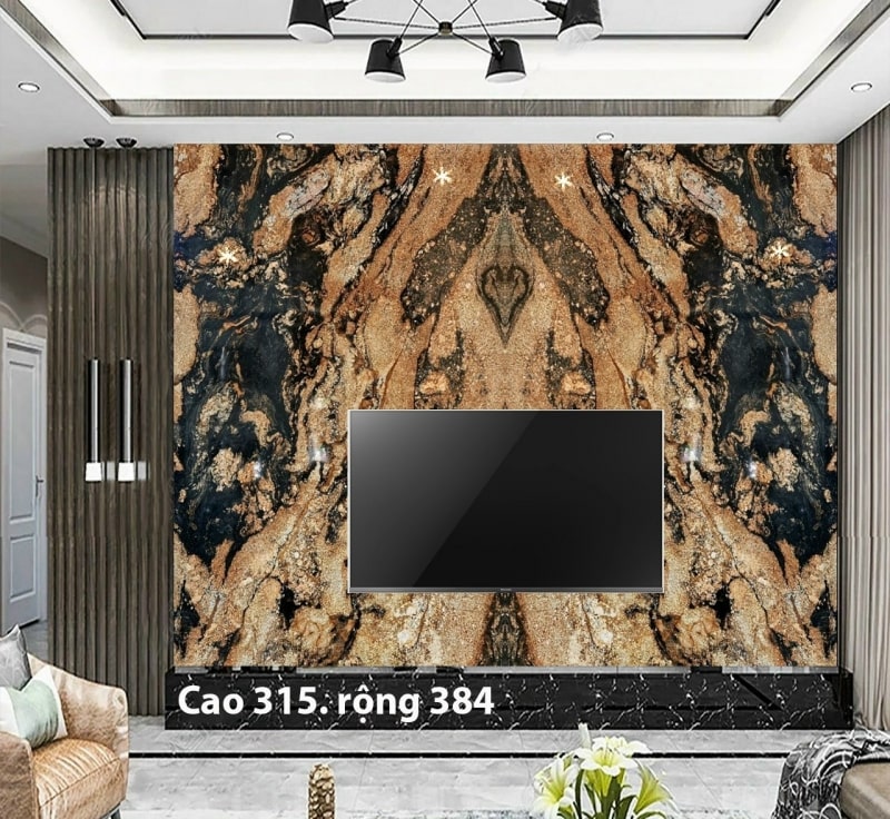 Tranh Đá Granite Ốp Vách Tivi Phòng Khách 