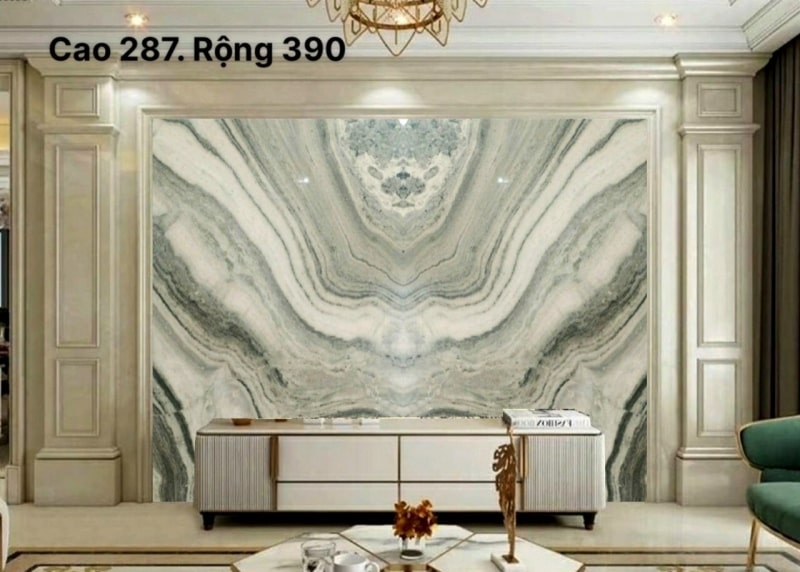 Tranh Đá Marble Ốp Vách Tivi Phòng Khách