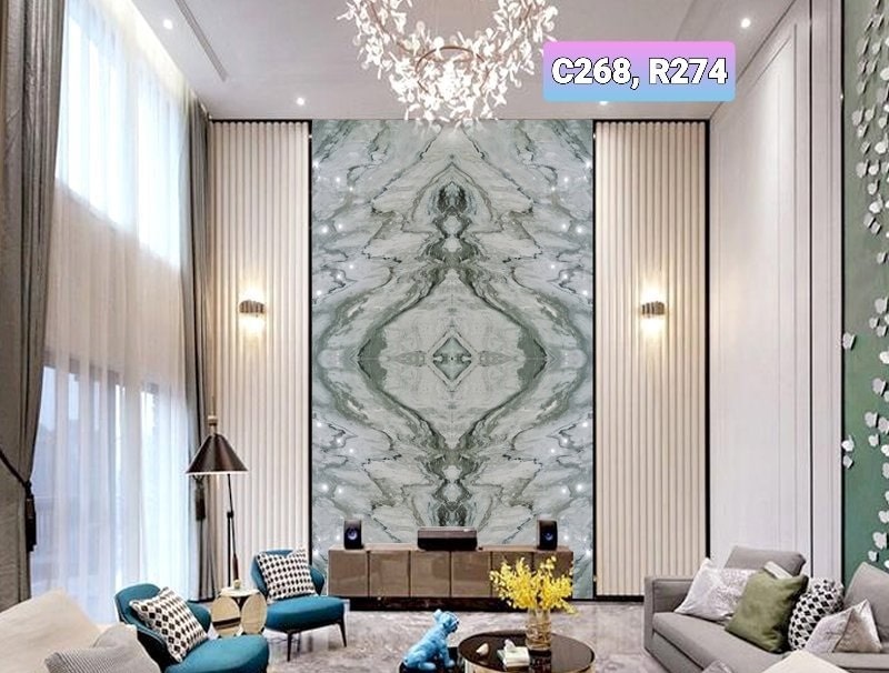 Tranh Đá Marble Ốp Vách Tivi Phòng Khách 