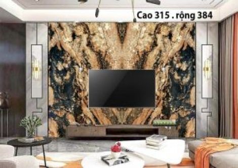 Tranh Đá Granite Đối Xứng Màu Vàng Đen