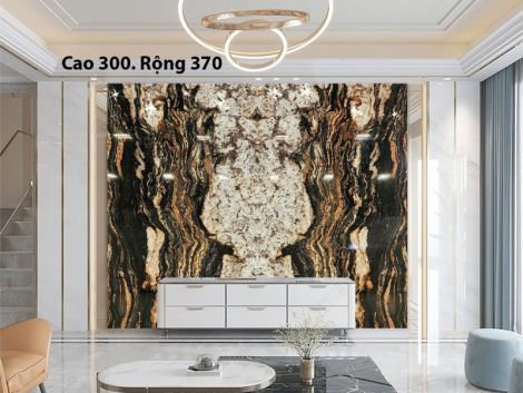 Tranh Đá Granite  Đối Xứng Màu Đen Nâu