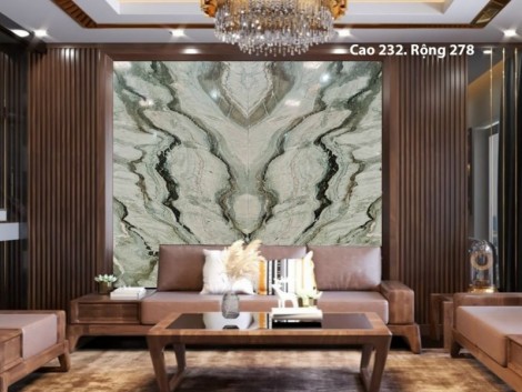 Tranh Đá Đối Xứng Marble Màu Trắng Rêu 