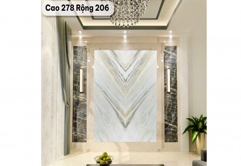 Tranh Đá Đối Xứng Marble Màu Trắng Vân Xám 04