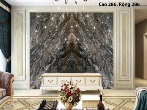 Tranh Đá Marble Đối Xứng Màu Xám Ý 03