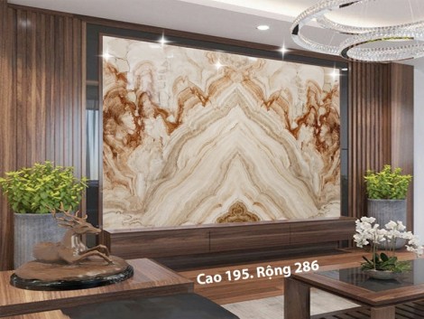 Tranh Đá Onxy Tự Nhiên Xuyên Sáng Màu Trắng Vân Nâu 