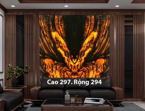 Tranh Đá Onxy Tự Nhiên Xuyên Sáng Màu Vàng Lửa Đen 