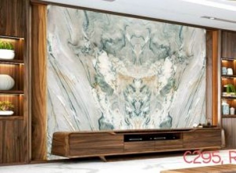 Tranh Đá Đối Xứng Thạch Anh Màu Trắng Đỏ 01