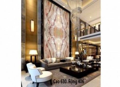 Tranh Đá Đối Xứng Thạch Anh Màu Trắng Đỏ 03