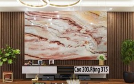 Tranh Đá Đối Xứng Thạch Anh Màu Trắng Đỏ 04