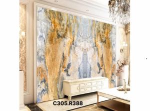 Tranh Đá Đối Xứng Thạch Anh Vàng Xanh Dương